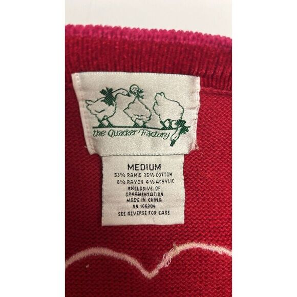 The Quacker Factory Valentine Cardigan Sweater Beaded Hearts Red/Pink Medium - Picture 15 of 16